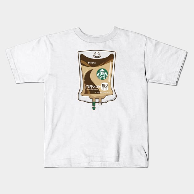 Mocha Iced Coffee IV Bag for medical and nursing students, nurses, doctors, and health workers who are coffee lovers Kids T-Shirt by spacedowl